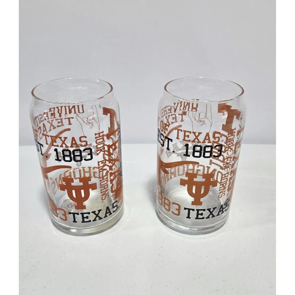 Set Of 2 U.T. Texas Longhorns Beer Glasses 5.25